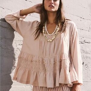 Free People Blush Peasant Blouse